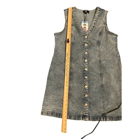 Frye Denim Mini Dress Button-Up Sleeveless Light Wash Blue Womens Size L NWT - Picture 6 of 7